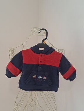 Vintage Y2K Simply Basic Baby Boy Embroidered Hooded Sweatshirt, Size 3-6 Months